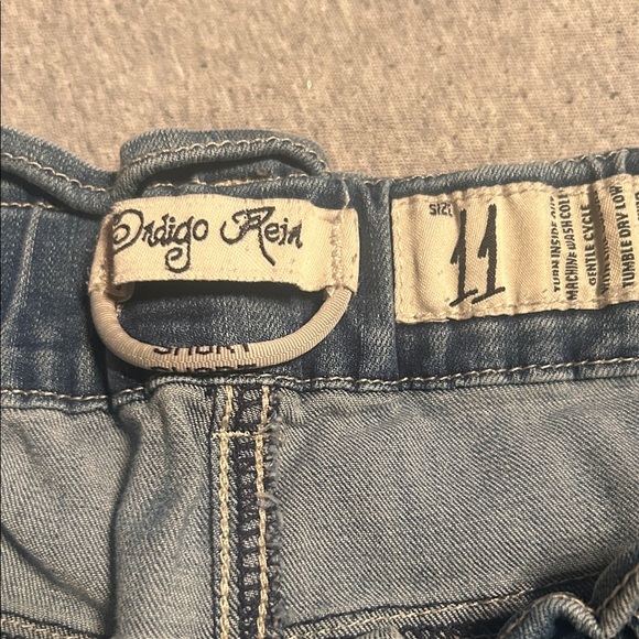 Light Blue Ruffled Denim Shorts - Picture 2 of 3